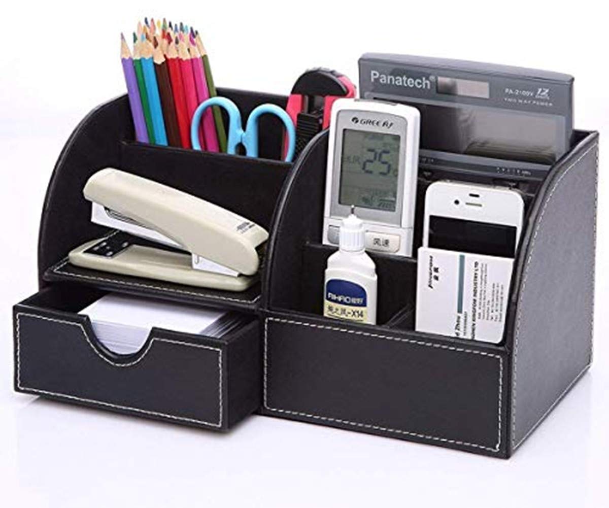 Amazon | PUレザー ペン立て ペンスタンド 大容量 テスク上置棚 名刺